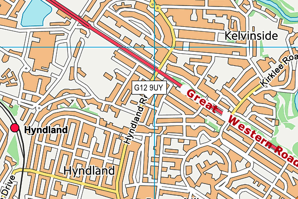 G12 9UY map - OS VectorMap District (Ordnance Survey)