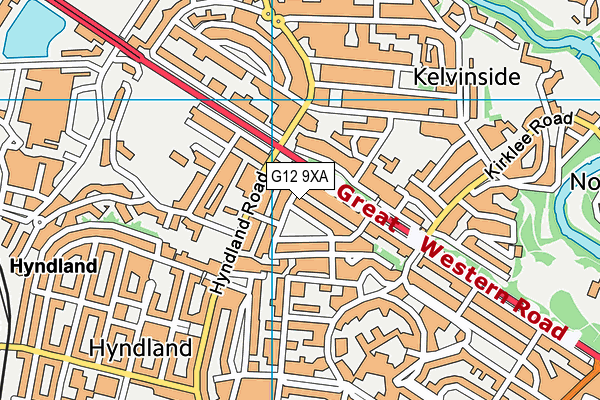 G12 9XA map - OS VectorMap District (Ordnance Survey)