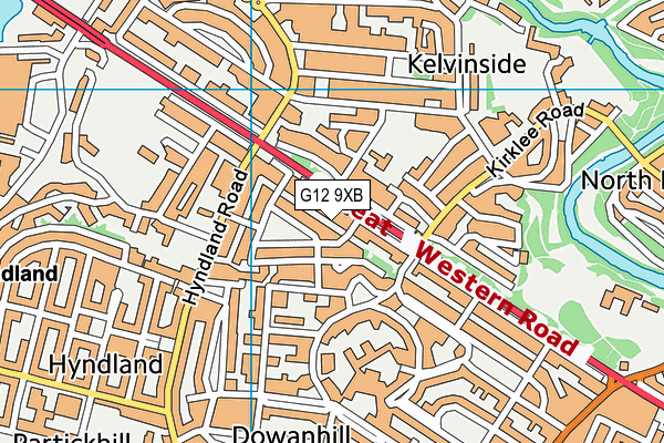 G12 9XB map - OS VectorMap District (Ordnance Survey)