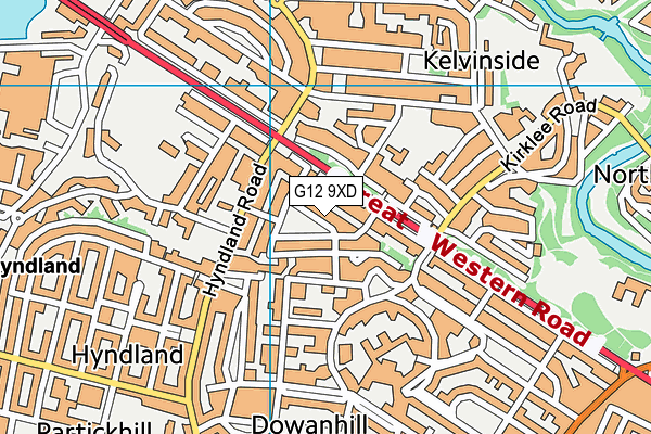 G12 9XD map - OS VectorMap District (Ordnance Survey)