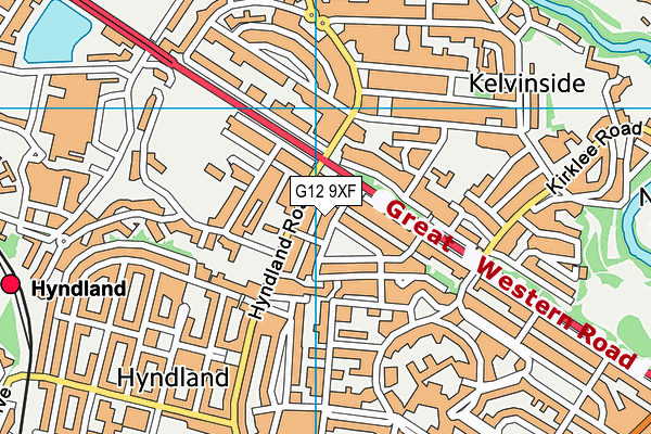 G12 9XF map - OS VectorMap District (Ordnance Survey)