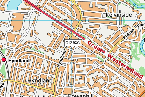 G12 9XG map - OS VectorMap District (Ordnance Survey)