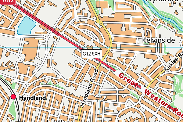 G12 9XH map - OS VectorMap District (Ordnance Survey)