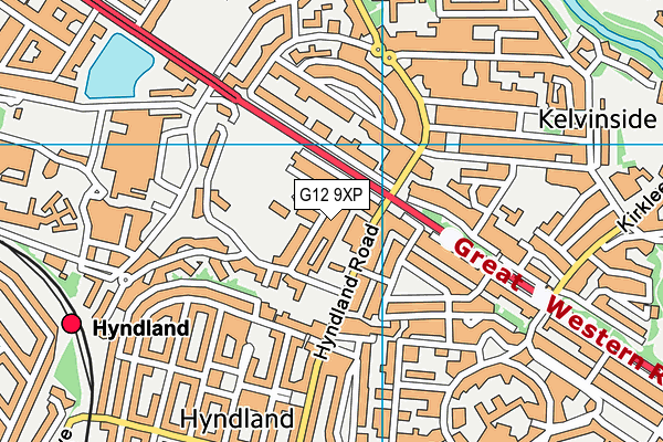 G12 9XP map - OS VectorMap District (Ordnance Survey)