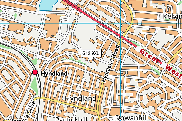 G12 9XU map - OS VectorMap District (Ordnance Survey)