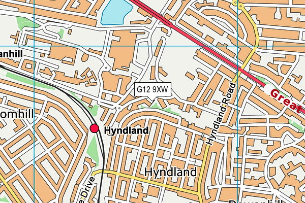 G12 9XW map - OS VectorMap District (Ordnance Survey)