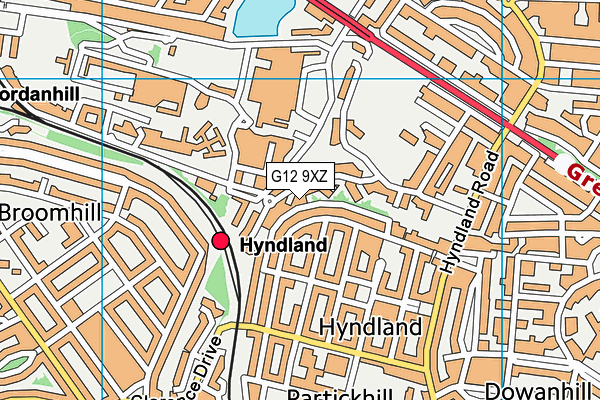 G12 9XZ map - OS VectorMap District (Ordnance Survey)