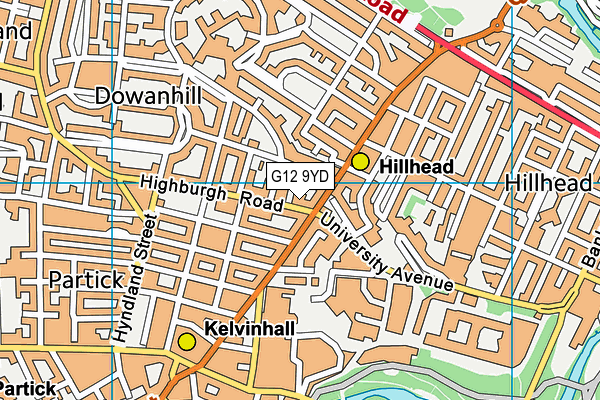 G12 9YD map - OS VectorMap District (Ordnance Survey)