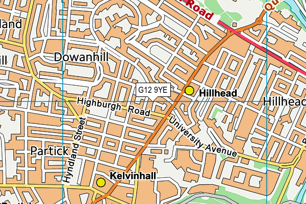 G12 9YE map - OS VectorMap District (Ordnance Survey)