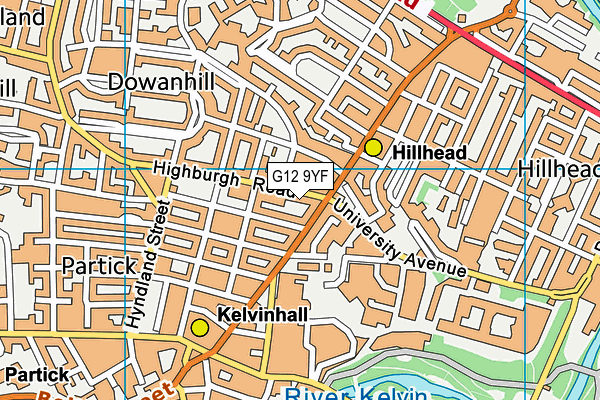 G12 9YF map - OS VectorMap District (Ordnance Survey)