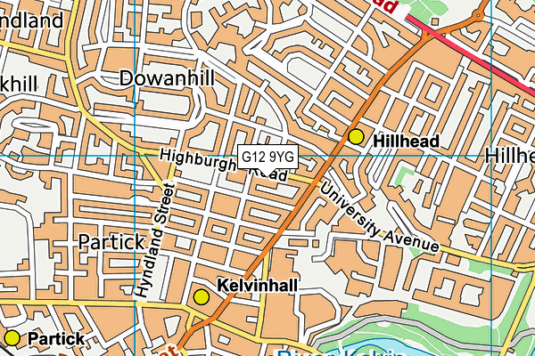 G12 9YG map - OS VectorMap District (Ordnance Survey)