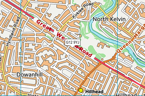 G12 9YJ map - OS VectorMap District (Ordnance Survey)