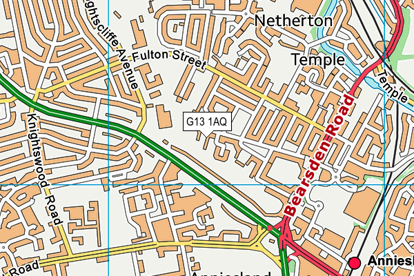 G13 1AQ map - OS VectorMap District (Ordnance Survey)