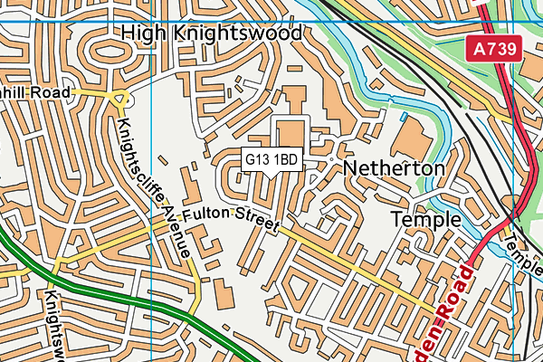 G13 1BD map - OS VectorMap District (Ordnance Survey)