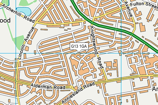 G13 1GA map - OS VectorMap District (Ordnance Survey)