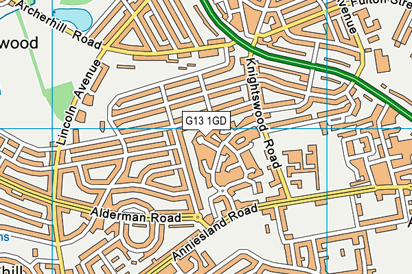 G13 1GD map - OS VectorMap District (Ordnance Survey)