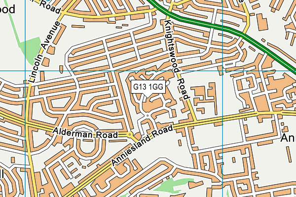G13 1GG map - OS VectorMap District (Ordnance Survey)