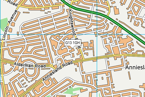 G13 1GH map - OS VectorMap District (Ordnance Survey)