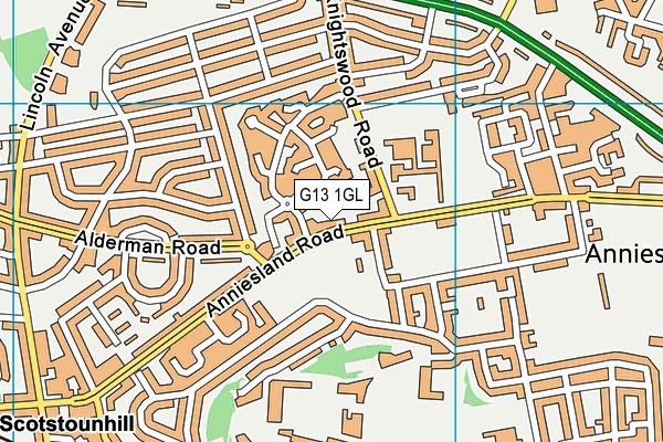 G13 1GL map - OS VectorMap District (Ordnance Survey)