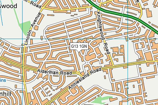 G13 1GN map - OS VectorMap District (Ordnance Survey)