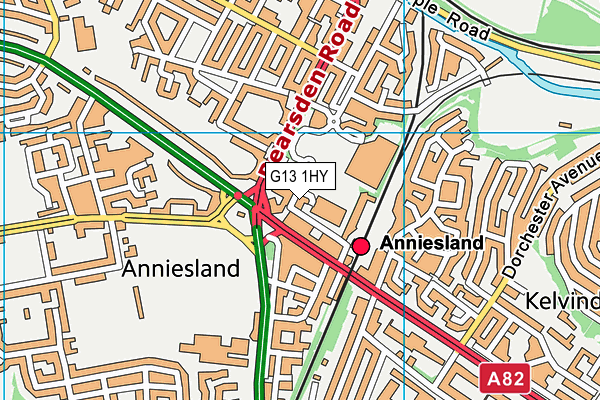 G13 1HY map - OS VectorMap District (Ordnance Survey)