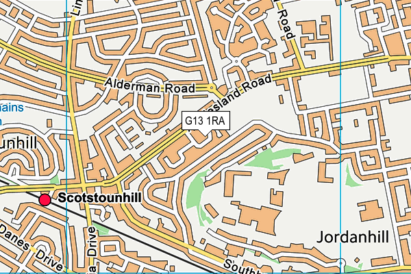 G13 1RA map - OS VectorMap District (Ordnance Survey)