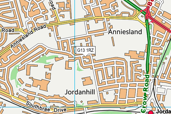G13 1RZ map - OS VectorMap District (Ordnance Survey)