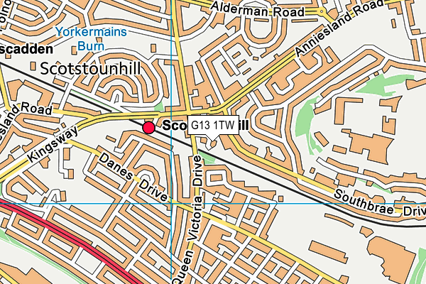 G13 1TW map - OS VectorMap District (Ordnance Survey)