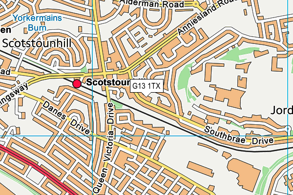 G13 1TX map - OS VectorMap District (Ordnance Survey)
