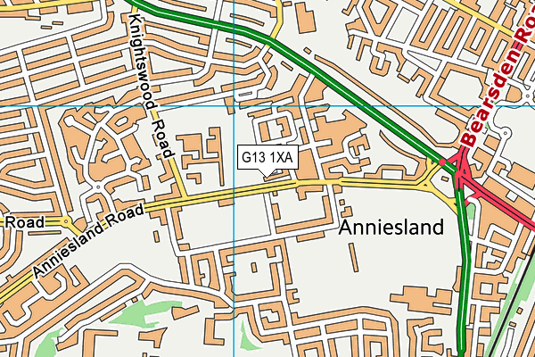 G13 1XA map - OS VectorMap District (Ordnance Survey)