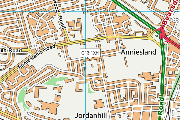 G13 1XH map - OS VectorMap District (Ordnance Survey)