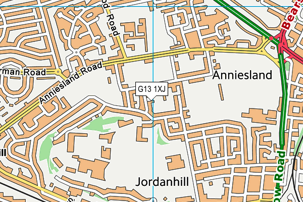 G13 1XJ map - OS VectorMap District (Ordnance Survey)