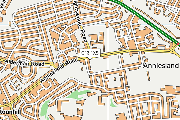G13 1XS map - OS VectorMap District (Ordnance Survey)