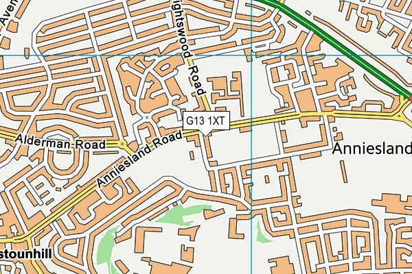 G13 1XT map - OS VectorMap District (Ordnance Survey)