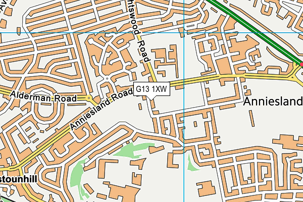G13 1XW map - OS VectorMap District (Ordnance Survey)