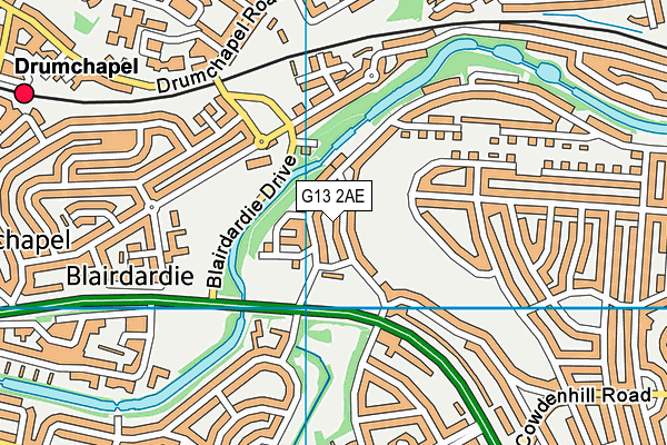 G13 2AE map - OS VectorMap District (Ordnance Survey)