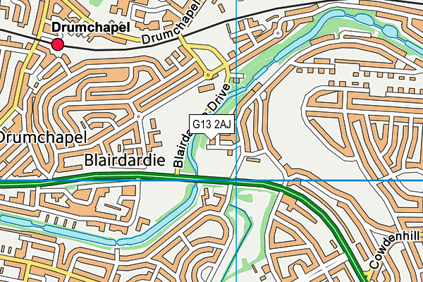 G13 2AJ map - OS VectorMap District (Ordnance Survey)