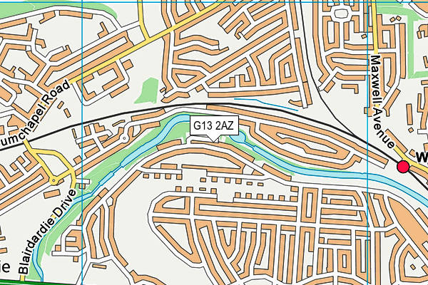 G13 2AZ map - OS VectorMap District (Ordnance Survey)