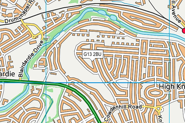 G13 2BU map - OS VectorMap District (Ordnance Survey)