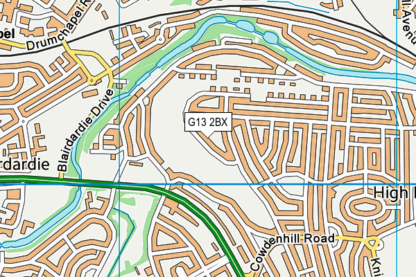 G13 2BX map - OS VectorMap District (Ordnance Survey)