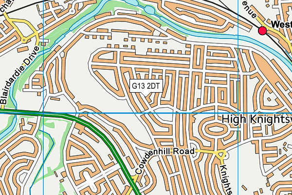 G13 2DT map - OS VectorMap District (Ordnance Survey)