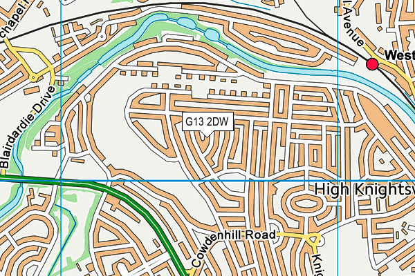 G13 2DW map - OS VectorMap District (Ordnance Survey)