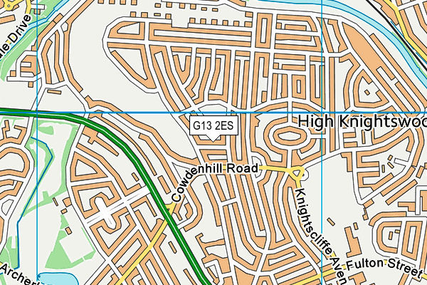 G13 2ES map - OS VectorMap District (Ordnance Survey)