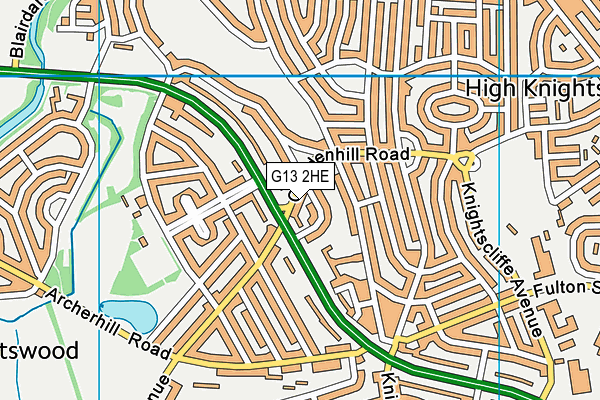 G13 2HE map - OS VectorMap District (Ordnance Survey)