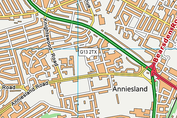 G13 2TX map - OS VectorMap District (Ordnance Survey)