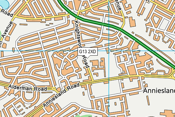 G13 2XD map - OS VectorMap District (Ordnance Survey)