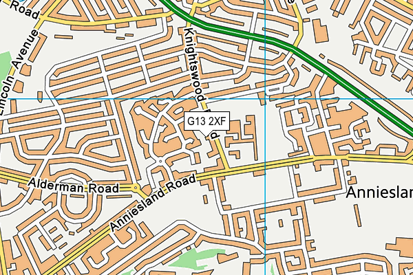 G13 2XF map - OS VectorMap District (Ordnance Survey)