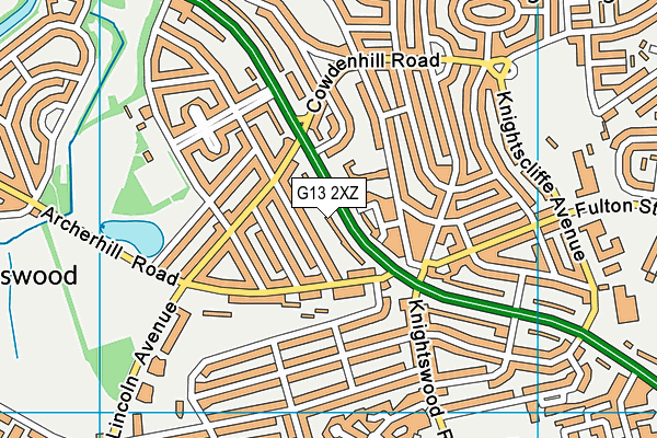 G13 2XZ map - OS VectorMap District (Ordnance Survey)
