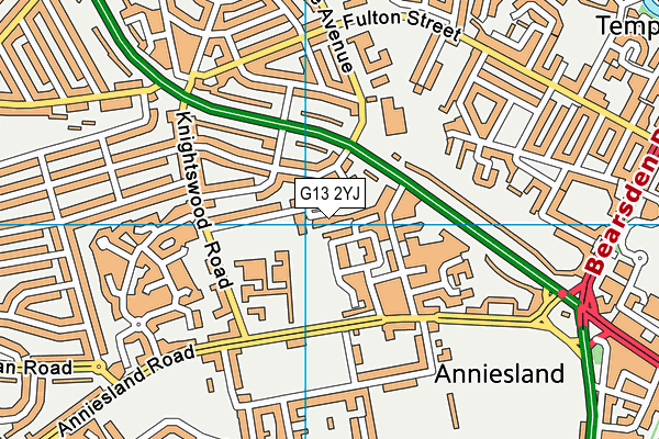 G13 2YJ map - OS VectorMap District (Ordnance Survey)