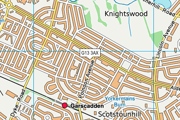 G13 3AX map - OS VectorMap District (Ordnance Survey)